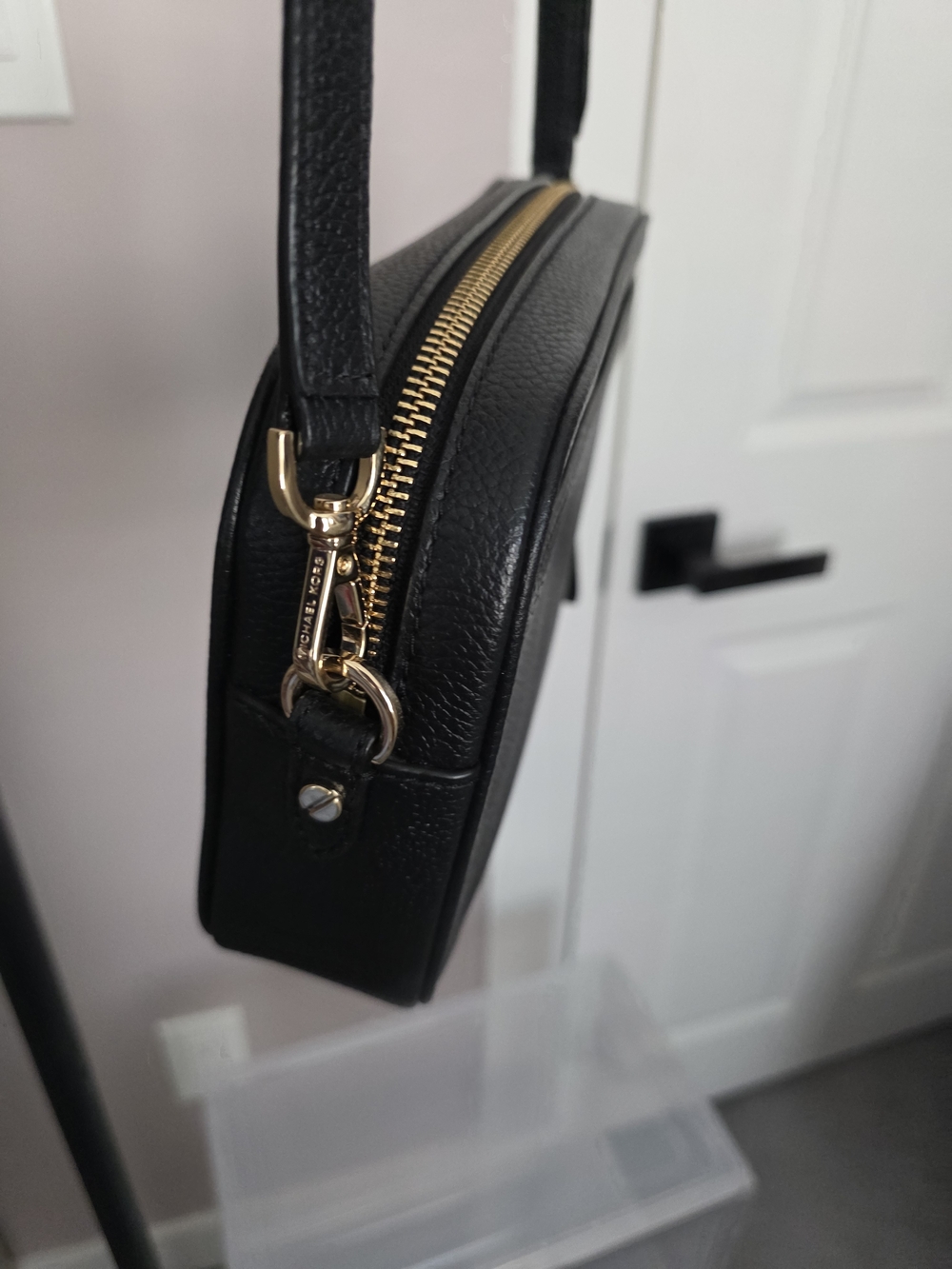 Michael Kors Black Pebbled Leather Camera Bag with Gold Accents - Picture 3 of 5